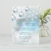 エレガントな冬の不思議の国の青い雪片の結婚 招待状 (スタンド正面)