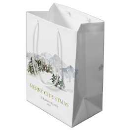エレガントな冬の山のクリスマス ミディアムペーパーバッグ