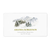エレガントな冬の山のクリスマス ラベル (正面)
