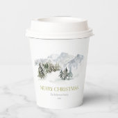エレガントな冬の山のクリスマス 紙コップ (裏面)