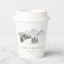 エレガントな冬の山のクリスマス 紙コップ