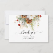 エレガントな冬の常緑樹とナナカマドの花嫁のシャワー サンキューカード (正面)