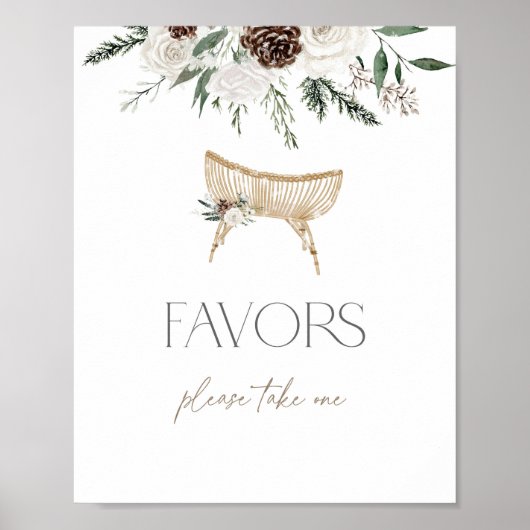 エレガントな冬の常緑樹のベビーシャワー記念品 ポスター (正面)