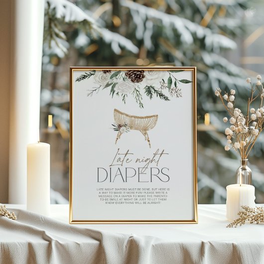 エレガントな冬の常緑樹の深夜おむつ ポスター
