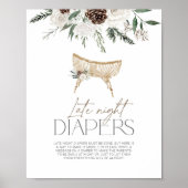 エレガントな冬の常緑樹の深夜おむつ ポスター (正面)