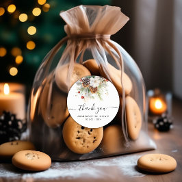 エレガントな冬の常緑樹 ブライダルシャワーのお礼 ラウンドシール