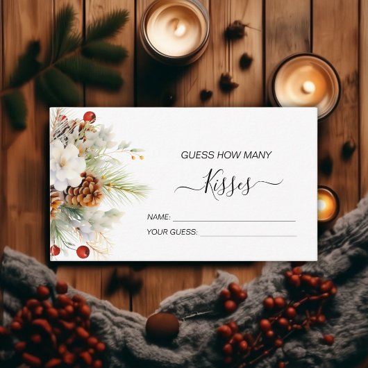 エレガントな冬の常緑 & ナナカマドのブライダルシャワー エンクロージャーカード