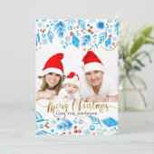 エレガントな冬の模様のカスタム写真クリスマスカード シーズンカード (スタンド正面)