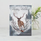 エレガントな冬の水彩クリスマスホリデーカード (スタンド正面)