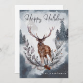 エレガントな冬の水彩クリスマスホリデーカード (正面/裏面)