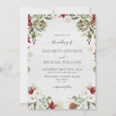 エレガントな冬の水彩ボタニカルスクリプトウェディング 招待状 (正面)