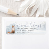 エレガントな冬の狐の Happy Holidays 返信先住所ラベル ラベル (インサイチュ)