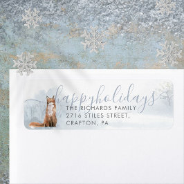 エレガントな冬の狐の Happy Holidays 返信先住所ラベル ラベル