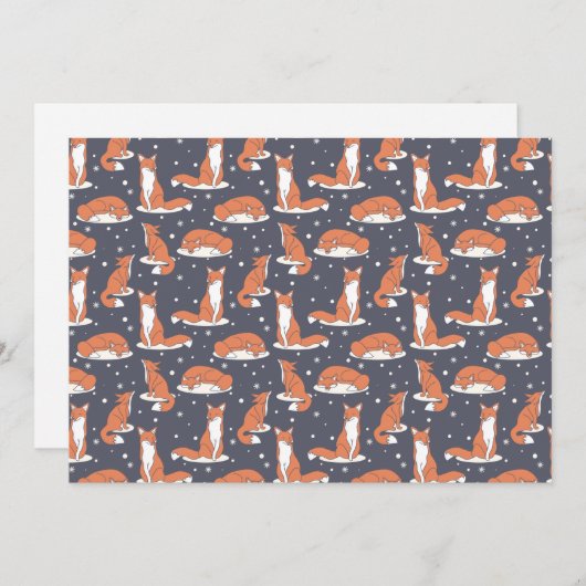 エレガントな冬の狐 雪の夜 シーズンカード (正面/裏面)