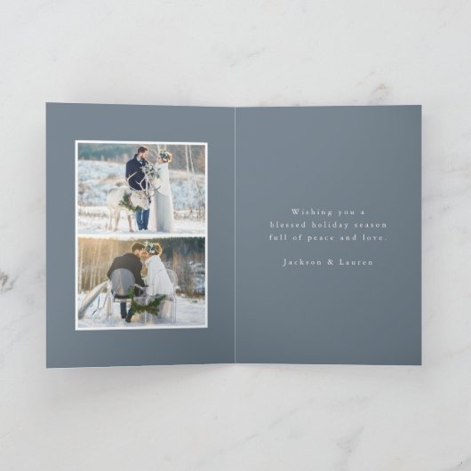 エレガントな冬の群葉の休日の写真の挨拶状 シーズンカード (内部)