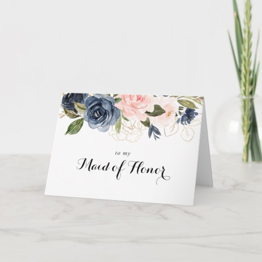 エレガントな冬の花のブライダルパーティー感謝カード サンキューカード (正面)