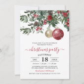 エレガントな冬の花を飾ったクリスマスパーティーの招待状 招待状 (正面)