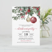 エレガントな冬の花を飾ったクリスマスパーティーの招待状 招待状 (スタンド正面)