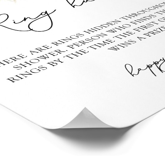 エレガントな冬の花リングハント ブライダルシャワーゲーム ポスター (角)