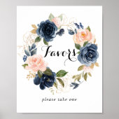 エレガントな冬の花輪のおもてなしサイン ポスター (正面)