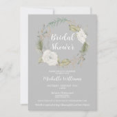 エレガントな冬の花輪 ブライダルシャワー 招待状 (正面)
