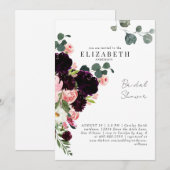 エレガントな冬の花 白い ブライダルシャワー 招待状 (正面/裏面)