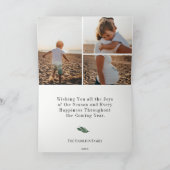 エレガントな冬の葉のホリデー写真グレー シーズンカード (内部)