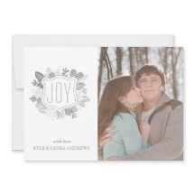 エレガントな冬の葉の偽銀箔写真カード