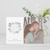 エレガントな冬の葉の偽銀箔写真カード 招待状 (スタンド正面)