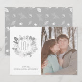 エレガントな冬の葉の偽銀箔写真カード 招待状 (正面/裏面)