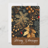 エレガントな冬の葉の装飾 楽しいクリスマス 企業イメージ シーズンカード (正面)