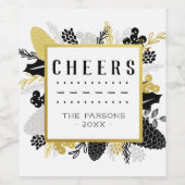 エレガントな冬の葉クリスマスシェアカスタム ワインラベル (シングルラベル)