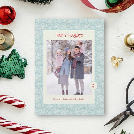 エレガントな冬の雪の結晶がおしゃれなホリデーカード シーズンカード