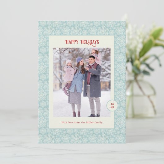 エレガントな冬の雪の結晶がおめでとうございます シーズンカード (スタンド正面)