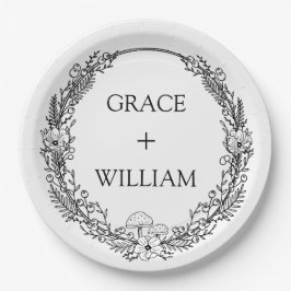 エレガントな冬の雪の結晶 ウェディング ペーパープレート