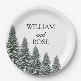 エレガントな冬の雪の結晶 ウェディング ペーパープレート