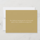 エレガントな冬の雪の花と緑のゴールド サンキューカード (裏面)