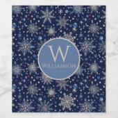 エレガントな冬の雪の花酒ラベル ワインラベル (シングルラベル)