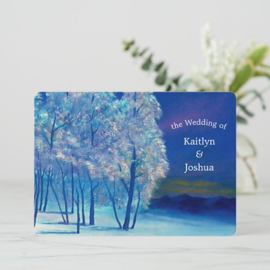 エレガントな冬の霜の木のウェディング 招待状 (スタンド正面)