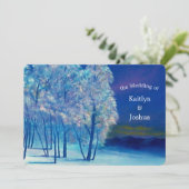 エレガントな冬の霜の木の結婚式 招待状 (スタンド正面)