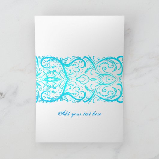 エレガントな冬の青い花飾り感謝カード サンキューカード (内部)