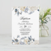 エレガントな冬の青と白の花 招待状 (スタンド正面)