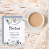 エレガントな冬の青と白の花 招待状