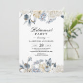 エレガントな冬の青と白の花 招待状 (スタンド正面)