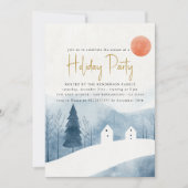 エレガントな冬の風景 ホリデーパーティー 招待状 (正面)