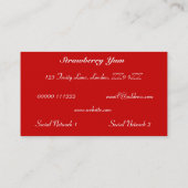 エレガントな凍らされたいちごの飲み物 名刺 (裏面)