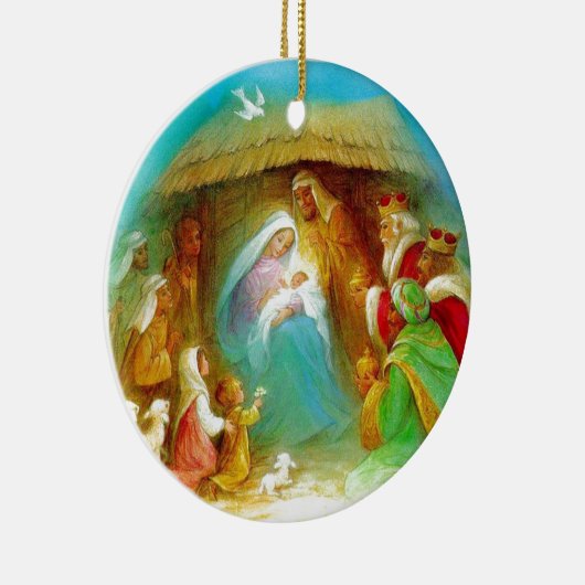 エレガントな出生場面、メリーイエス・キリストヨセフ セラミックオーナメント (右)