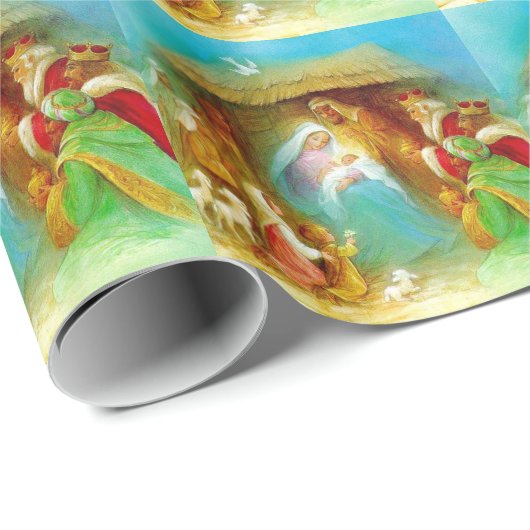 エレガントな出生場面、メリーイエス・キリストヨセフ ラッピングペーパー (ロールコーナー)