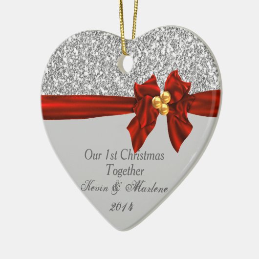 エレガントな初めてのクリスマスは一緒にきらきら光る飾ります セラミックオーナメント (左)