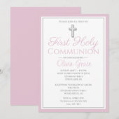 エレガントな初めての聖体拝領の招待状（女の子用） 招待状 (正面/裏面)